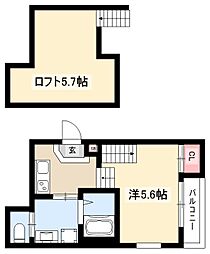 ハーモニーテラス車道 1階1Kの間取り