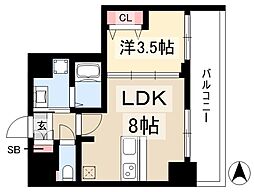 プレサンス吹上駅前エテルノ 2階1LDKの間取り
