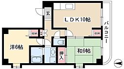 カニエビル2 5階2LDKの間取り