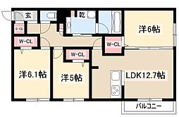 名古屋市名東区社台2丁目アパート 3LDKの間取図画像