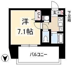 プレサンス覚王山D-Style2 1Kの間取図画像