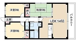 社ヶ丘ヒルズ 3LDKの間取図画像