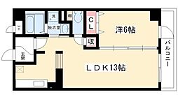 石川橋セブン 1LDKの間取図画像