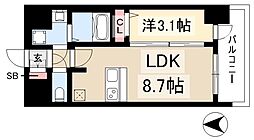 プレサンス新栄ユリシス 1LDKの間取図画像