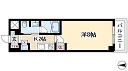 レジディア高岳 1Kの間取図画像