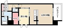 サニーグレイス本郷 1LDKの間取図画像