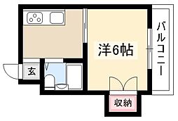 アベニュー本山 1Kの間取図画像