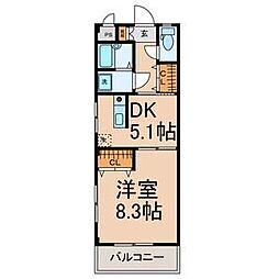 オータム・ライト5 1DKの間取図画像