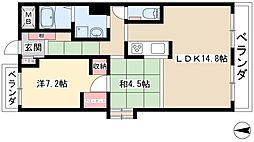 猪高ハイツ 2LDKの間取図画像