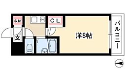 置地マンション 1Kの間取図画像