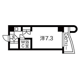 サンリヴァーメゾン 1Kの間取図画像