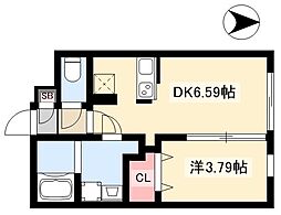 名古屋市昭和区御器所3丁目マンション 1DKの間取図画像