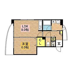 フィルプロビデンス 1LDKの間取図画像