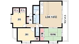 ホワイトレジデンス筒井 3LDKの間取図画像