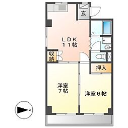 シャンテちくさ 2LDKの間取図画像