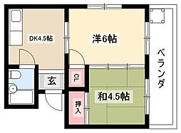 宏陽ハイツ 2DKの間取図画像