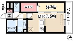 ベルエア御器所 1DKの間取図画像