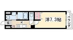 アールズタワー宝が丘 1Kの間取図画像
