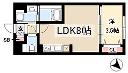LUORE車道 1LDKの間取図画像