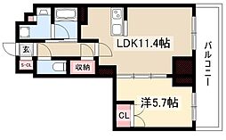 テナス池下 1LDKの間取図画像