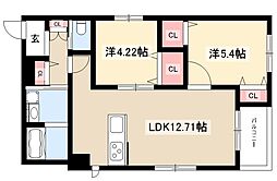 プレシャス新栄 (precious SHINSAKAE) 2LDKの間取図画像