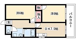 啓周ビル 2DKの間取図画像