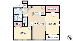 Orden穂波 2LDKの間取図画像
