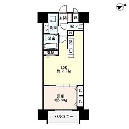 ザ・シンフォニア新栄 1LDKの間取図画像