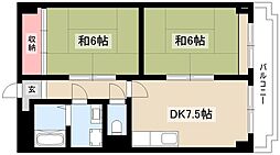 アベニュー泉 2DKの間取図画像
