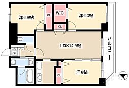 フォンターナ名昭 3LDKの間取図画像