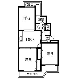シェラ光が丘D棟 3DKの間取図画像
