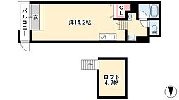 PrimalNagoyaFukiage ワンルームの間取図画像
