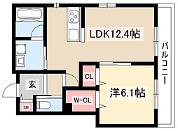 Le Vent 覚王山 1LDKの間取図画像