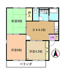 スカイコート峰 3DKの間取図画像