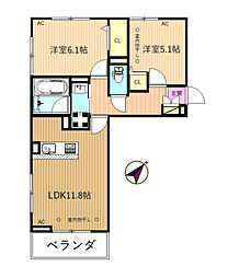 ルミエールK 2LDKの間取図画像