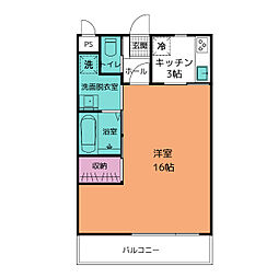 フォーチュニットハウス 1階1Kの間取り
