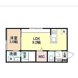 富山市向新庄町4丁目アパート 1LDKの間取図画像