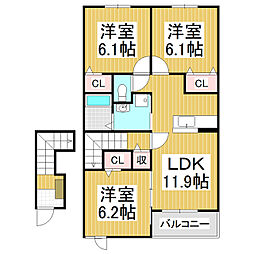 サニーヒルズ城山 3LDKの間取図画像