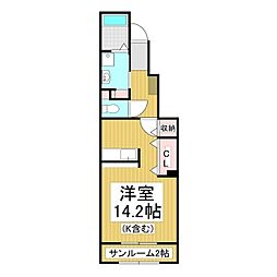 チムニー・ワン ワンルームの間取図画像