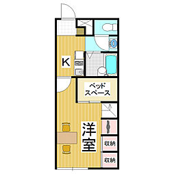 レオパレスロイヤル2 1Kの間取図画像