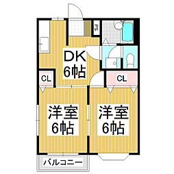 藤ホーム 2DKの間取図画像