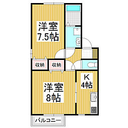ジェルミナールA 2Kの間取図画像