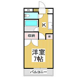 グランティス小松 1Kの間取図画像