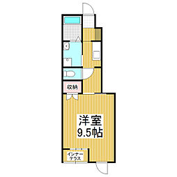スフィアプラネット2 1Kの間取図画像