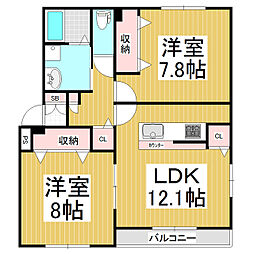 ヴィラ・エスペランス 2LDKの間取図画像