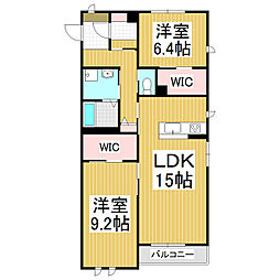 アベニールラフィナ 2LDKの間取図画像