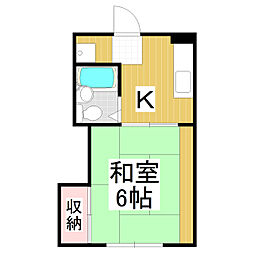 アコモウエストン1 1Kの間取図画像