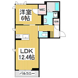 プレステージアルプス3 1LDKの間取図画像