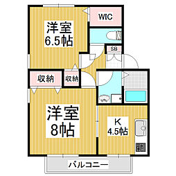 クレール・南浅間B 2Kの間取図画像