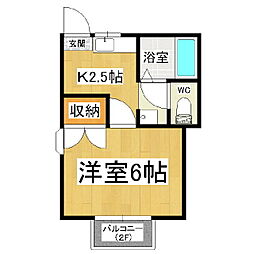 フレグランスリファインB 1Kの間取図画像